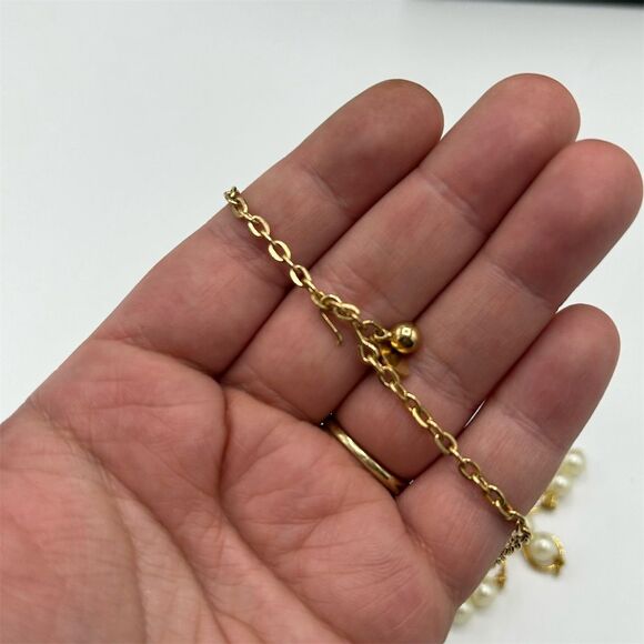 Vintage Avon Faux Pearl Dangle Pendant Necklace Gold-Tone - Picture 3 of 3